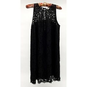 Joie Dress Womens Small Black Lace Shift Sleeveless Scallop Hem Lined LBD Party